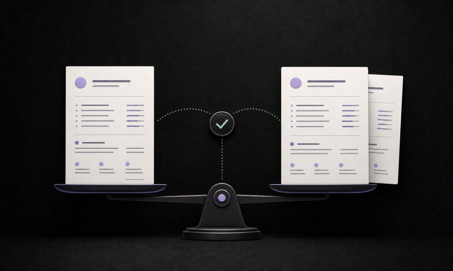 A one-page resume and a two-page resume balanced on a comparison scale